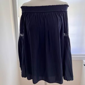 Ramy Brook Off the Shoulder Navy Blouse size L